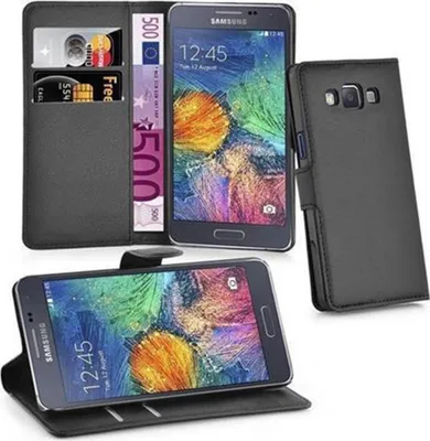 Obrázek produktu pro Cadorabo Case for Samsung Galaxy A7 2015 Protective Case in Black Pouzdro na mobilní telefon s magnetickým zavíráním