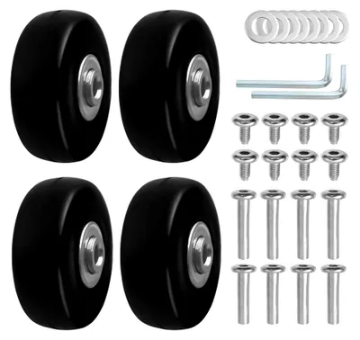 Produktbild von 4 Stück Kofferrollen Ersatzrollen 50mm x18mm,Gummi Gepäckkoffer Rad Koffer Universal Ersatz Räder für Koffer Trolleys Luggage Skates