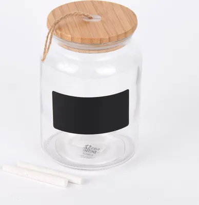 Produktbild von Sass & Belle Aufbewahrungsglas mit Bambusdeckel und Beschriftungsschild 10,5x16cm