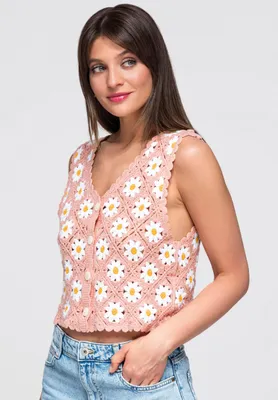 Produktbild von LARICA Bluse V-Ausschnitt Handgefertigt Boho OW-TS-E0047 pink S/M