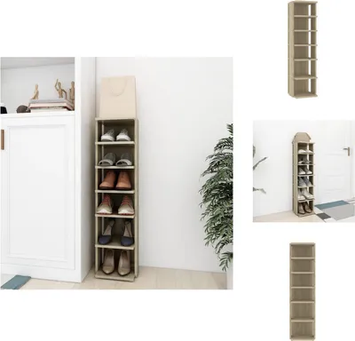 Image de vidaXL Armoire à chaussures Chêne Sonoma 27,5x27x102 cm Matériau dérivé du bois - Étagères et armoires à chaussures