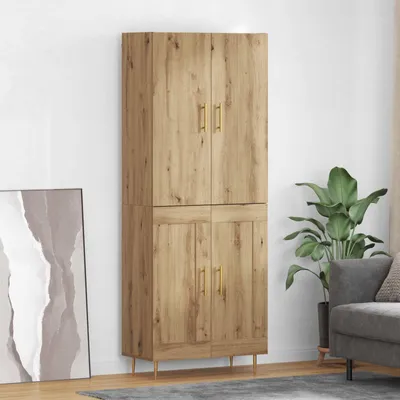 Image de vidaXL Highboard Chêne Artisan 69,5 x 34 x 180 cm Matériau dérivé du bois