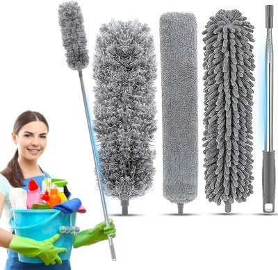 Zdjęcie produktu dla Odkurzacz teleskopowy z 3 głowicami do 280 cm Mop do kurzu Wyłapywacz kurzu Odkurzacz teleskopowy z 3 głowicami Teleskopowa rączka Odkurzacz ręczny do wąskich przestrzeni Szary Retoo