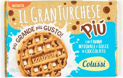 Produktbild von 10x Colussi Granturchese Più Biscotti Con Farina Integrale e Gocce di Cioccolato mit Vollkornmehl und Schokoladenstückchen Kekse cookie Kleingebäck 300g