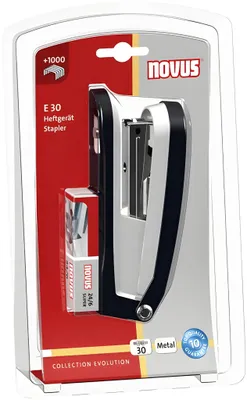 Produktbild von Novus Büroheftgerät E 30, bis 30 Blatt schwarz/grau, im Blister