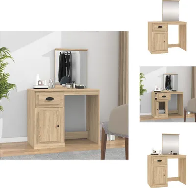 Obrázek produktu pro vidaXL Toaletní stolek se zrcadlem Sonoma dub 90x50x132,5 cm - Toaletní stolky