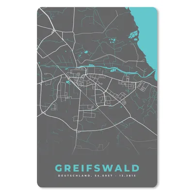 Produktbild von MuchoWow® Mauspad Mousepad Stadtplan - Karte - Greifswald - Blau - Deutschland - Karte 40x60 cm - Mousepads - Maus Mat - Pad - Mausunterlage - Schreibtisch Accesoire
