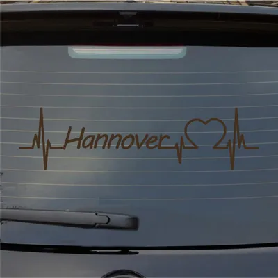 Produktbild von Heckscheibenaufkleber Hannover Herz Puls Stadt Liebe 55x14 cm Braun Auto Aufkleber Sticker