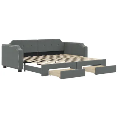 Zdjęcie produktu dla Sofa rozsuwana z szufladami, ciemnoszara, 80x200 cm, tkanina