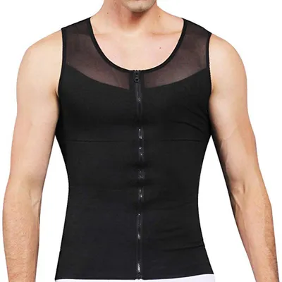 Obrázek produktu pro Pánský tvarující body se zipem, tvarovač pasu a hrudníku, tvarující vesta, XL