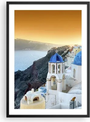 Produktbild von Gerahmtes Poster - Schwarzer Rahmen - Santorini Griechenland Urlaub Insel - 50x70 cm - Wand Bild - Wanddeko - Wandbilder - Wandposter - Bilderrahmen - Bilder - Kunstdruck - Wandbild - P2BPA50x70-2529