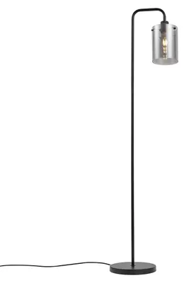 Zdjęcie produktu dla Designerska lampa podłogowa czarna z przydymionym szkłem - Domo