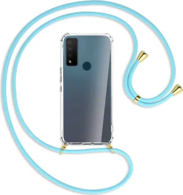 Produktbild von Handykette Backcover-Schutzhülle mit Band (Metall goldfarben) für TCL 20 R 5G - himmelblau