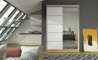 Obrázek produktu pro Moderní šatní skříň LINH 3 - šířka 120 cm, sonoma / bílá