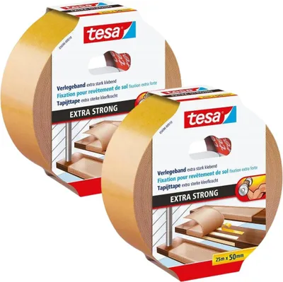 Image de Ruban adhésif double face tesa pour moquette extra fort 25 m x 50 mm très fort x2