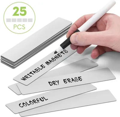 Produktbild von 2DOBOARD Magnetstreifen beschreibbar - 15 cm x 2,5 cm Grau - 25 Stück - Magnet etiketten für Whiteboard und Kühlschränke