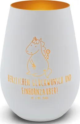 Produktbild von Mr. & Mrs. Panda Laterne Einhorn Baby - Weiß - Geschenk, Geburt, Geburtstag, Outdoor Windlicht, Teelichthalter, Unicorn, Gartenlicht, Einhörner, Party, Glas