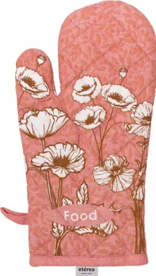 Produktbild von Sterzbachs Topfhandschuh Baumwolle - Floral Blumen Weiß Koralle - 100% Baumwoll Wattierter - Rosa