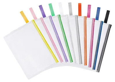 Dokumententasche B5, 10er-Pack, wasserdicht, Mesh, Reißverschluss, 5 Farben