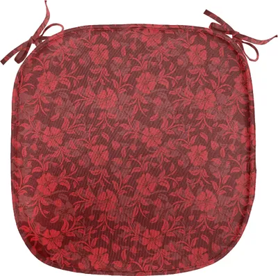 Produktbild von ABAKUHAUS Blume Polster für Esszimmerstühle, Blumen-Blätter und wirbelt, Dekoratives wasserfestes Kissen mit Riemen für Küchensitze, 40 cm x 40 cm, Burgunder und Rot