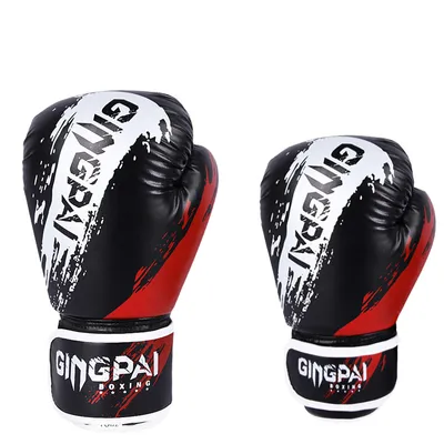 Produktbild von PU-Kickboxhandschuh, Profi-Trainings-Kampfsporthandschuh, schwere Boxhandschuhe für Kind, Boxtrainingshandschuhe，6oz-Schwarz（3-10 Jahre alt）