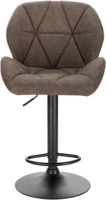Immagine prodotto di Sgabello da bar in Pelle finta marrone con schienale, regolabile in altezza, 60-82 cm