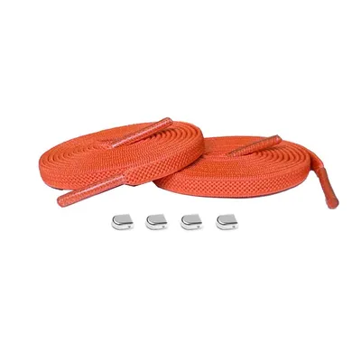 Produktbild von Elastische Schnürsenkel mit Clips - Schnürsenkel: Orange | Verschluss: Silber