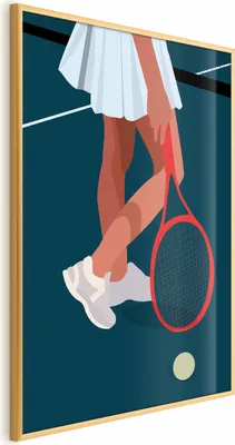 Produktbild von Posterpapier Poster - Tennis Player with a Red Racket on the Court - Illustration 60x90 cm Abstrakt i-A-10037-ao-a