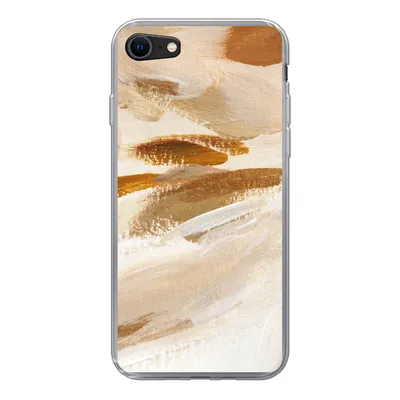 Produktbild von MuchoWow® Handyhülle Schutzhülle Hülle für iPhone SE 2022 Farbe - Beige - Weiß Silikon Softcase Handy Hülle - Schutzhülle
