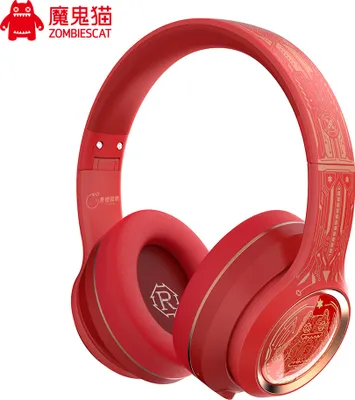 Obrázek produktu pro ZOMBIESCAT Bezdrátová sluchátka BT5.1, ergonomický design, nízká latence, potlačení šumu, chladné světelné efekty, červená barva