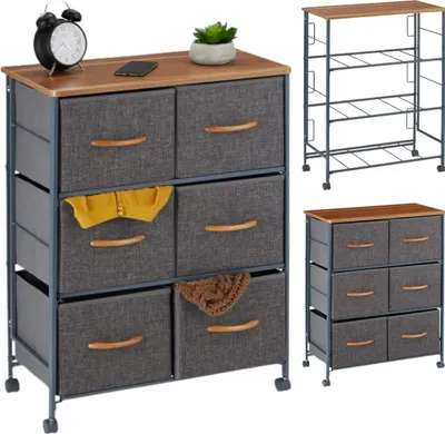 Produktbild von Mobilná komoda Relaxdays so 6 zásuvkami, sivá elegancia - variabilný úložný priestor na kolieskach, výška 74,5 cm, ideálne riešenie pre vašu domácnosť alebo kanceláriu.