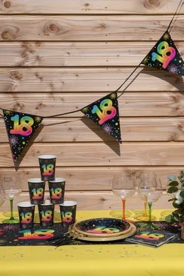 Produktbild von Wimpelkette Girlande Geburtstag 50 schwarz bunt 300 cm