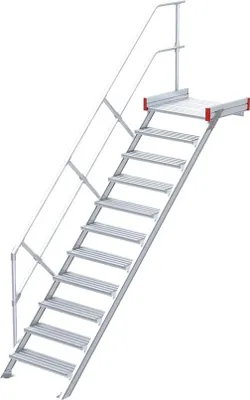 Produktbild von Euroline 511 Podesttreppe 45° 600mm Stufenbreite 11 Stufen Alu gerieft