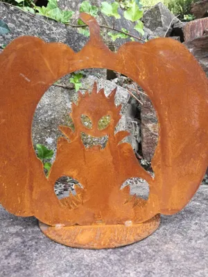 Immagine prodotto di Zucca di Halloween in acciaio inox con mostro, su piastra