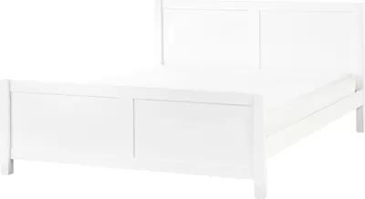 Obrázek produktu pro BELIANI Postel bílá kaučukové dřevo 180 x 200 cm rám postele s lamelovým roštem minimalistický rustikální styl