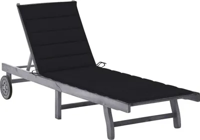 Obrázok produktu pre Záhradné ležadlo s podložkou sivé akáciový masív