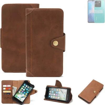 Produktbild von K-S-Trade Handyhülle kompatibel mit Infinix Smart 7 (X6517) Schutz Hülle Walletcase Bookstyle Tasche Case Handytasche Wallet Flipcase Cover PolyurethanBraun