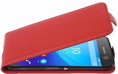 Produktbild von Cadorabo Schutzhülle für Sony Xperia M5 Hülle in Rot Flip Etui Handyhülle Case Cover Kunstleder