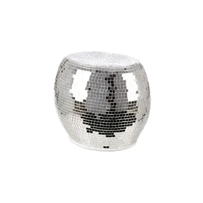 Produktbild von Gilde Beistelltisch, oval, "Disco", Fiberglas, Spiegelglas, silberfarben, VE 1, L. 35 cm, B. 41 cm, H. 36 cm 79922