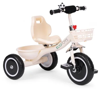 Immagine prodotto di ECOTOYS WQL-1999: Triciclo per bambini con campanello e cestini, color beige
