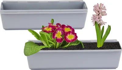 Produktbild von BigDean 2er Set Paletten Blumenkästen - Einsatz - mit Hängesystem zum Einhängen - 37cm beton-grau - Pflanzkasten für Europalette Balkonkasten