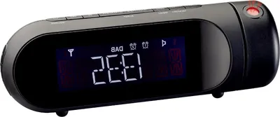 Image de Radio avec réveil - Horloge numérique - Fonction réveil - Projection de l'heure - Largeur : 19 cm - Noir