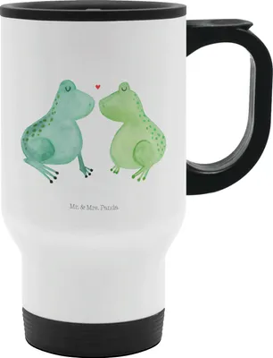 Produktbild von Mr. & Mrs. Panda thermosbecher Frosch Liebe - Weiß - Geschenk, Verheiratet, Freund, To-Go-Becher, Thermobecher, Freundin, camping, Frösche, Kaffee-Thermobecher, To Go
