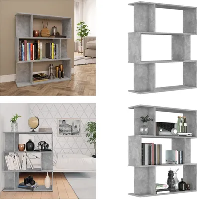 Produktbild von vidaXL Bücherregal/Raumteiler Betongrau 80x24x96 cm Holzwerkstoff - Bücherschrank - Bücherschränke - Bücherregal - Bücherregale