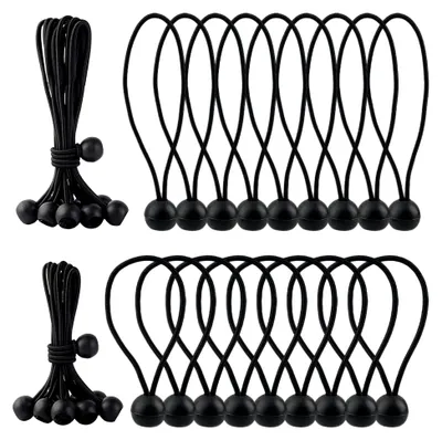 Produktbild von 32 Spanngummis mit Kugel in 10 cm und 15 cm, Planenspanner für Zelte, Banner und Pavillons