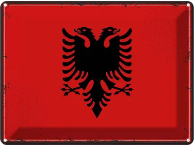 Produktbild von vianmo Blechschild 30x40 cm Albaniens Retro Albania Flagge Fahne Wappen