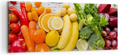 Produktbild von Bild auf Leinwand - Leinwandbild - Essen Gemüse Essen frisch - 100x40cm - Wand Bild - Wanddeko - Leinwanddruck - Bilder - Kunstdruck - Wanddekoration - Leinwand bilder - Wandkunst - AB100x40-2888