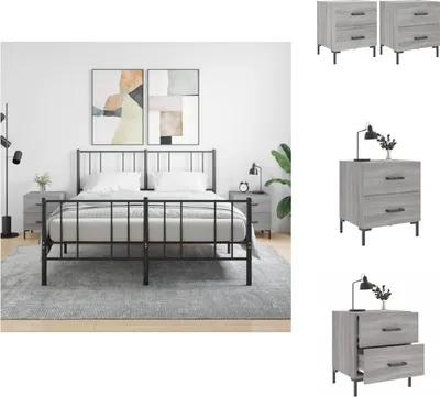 Productafbeelding van vidaXL Nachtkastjes, 2 stuks, grijs Sonoma, 40x35x47,5 cm, houtvezel - Nachtkastjes