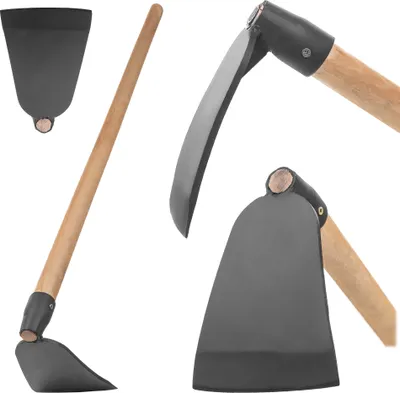 Produktbild von KADAX Gartenhacke mit langem Holzstiel und robustem Stahlblatt, Hacke aus geschmiedetem Stahl, Pflanzhacke für Gartenarbeit, Unkrauthacke, mit Stiel