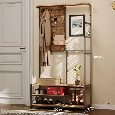 Immagine prodotto di Armadio Loft Per L'ingresso – Appendiabiti Da Terra Con Seduta E Ripiani Per Le Scarpe